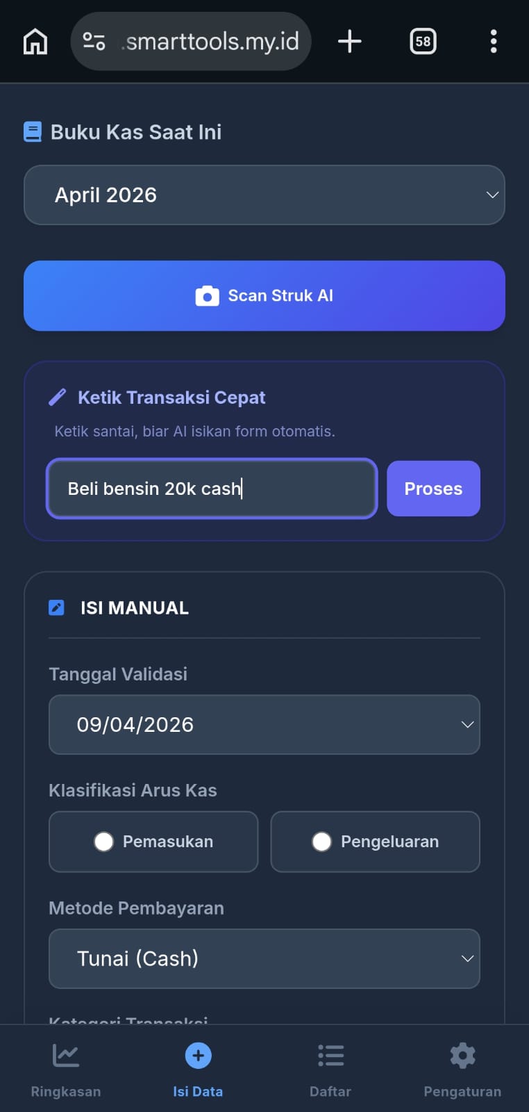 Menu Input FinanSmart